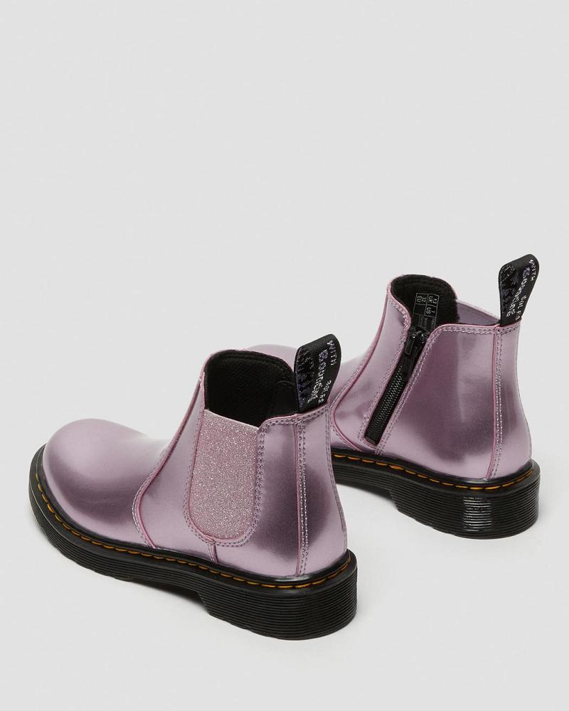 Pink Kids' Dr Martens Junior 2976 Metallic Chelsea Boots | CA 668XYU